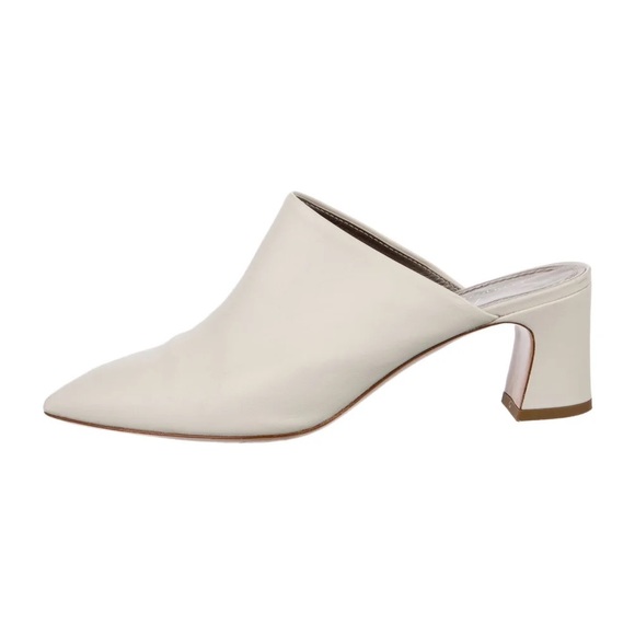 AGL Mule Heels Women size (9) 39.5 Off White Leather Pointed Toe Slide Shoes - Picture 8 of 9